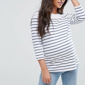 ASOS Maternity Striped Top White Navy size 2